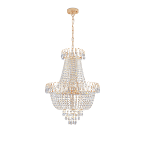 Golden Crystal Chandelier, Large Modern Luxury Chandelier, Suitable For Living Room, Dining Room, Bedroom, Hallway - No Bulb Unusable Platform
