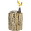 HOMCOM 17" Tall Tree Stump End Table, Concrete Sofa Side Table for Indoor and Outdoor Use, Garden Stool, Natural