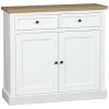 HOMCOM White Sideboard Buffet Cabinet with 2 Storage Drawers 2 Door Kitchen Cabinet for Living Room Entryway