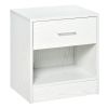 HOMCOM Modern Nightstand White Wood Grain Accent End Table with Drawer Storage Shelf for Living Room Bedroom