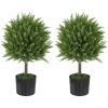 HOMCOM 21.7" Set of 2 Artificial Topiary Trees, Cedar Faux Topiaries, Fake Plants for Home Indoor outdoor Decor