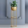 23.6" Gold Plant Pot Indoor Modern Metal Planter with Gold Stand for Living Room