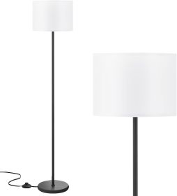 Modern Floor Lamp Simple Design with White Shade, Foot Pedal Switch, 60" Small Tall Lamps for Living Room Bedroom Office Dining Room Kitchen