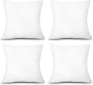 Throw Pillow Inserts, Set of 4 Lightweight Down Alternative Polyester Pillow, Couch Cushion, Sham Stuffer, Machine Washable. (White, 18x18)