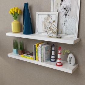 Wall Shelf Set of 2 White MDF