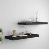 Wall Shelf Set of 2 Black Honeycomb MDF, metal Medium