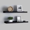Frame Ledge Shelf Set of 2 Black MDF 23.6 in Storage