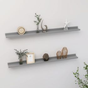 Wall Shelf Set of 2 Gray MDF 39.4 x 3.5 x 1.2 in