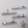 Wall Shelf Set of 4 Gray MDF 31.5x3.5x1.2 in Wall mounting