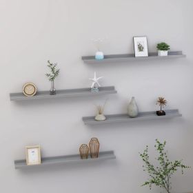 Wall Shelf Set of 4 Gray MDF 31.5x3.5x1.2 in Wall mounting