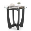 23.5 Inch Round End Side Table with Tempered Glass Tabletop
