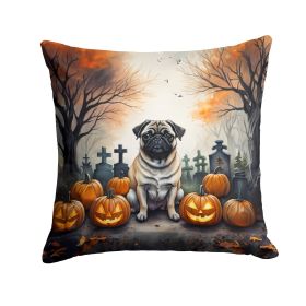 Fawn Pug Spooky Halloween Throw Pillow Machine Washable, Indoor Outdoor Decorative Pillow for Couch, Bed or Patio, 18Hx18W