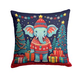 Elephant Christmas Throw Pillow Machine Washable, Indoor Outdoor Decorative Pillow for Couch, Bed or Patio, 14Hx14W