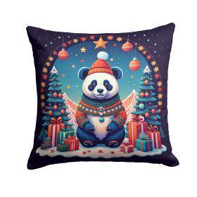 Panda Christmas Throw Pillow Machine Washable, Indoor Outdoor Decorative Pillow for Couch, Bed or Patio, 14Hx14W