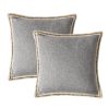 Set of 2 Throw Pillow Covers Vintage Linen Trimmed Cushion Covers, 20"x20"