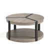 34.5" Rubber Wood 2-Tier Round Center Table with Spacious Tabletop and Storage Shelf