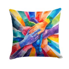 Together, Stronger Pride Throw Pillow Machine Washable, Indoor Outdoor Decorative Pillow for Couch, Bed or Patio, 14Hx14W