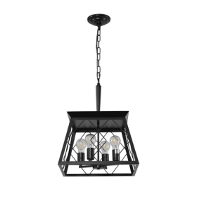 4 Lights Farmhouse Chandelier For Dining Room Black - No Bulbs Unavailable Platform