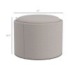 HOMCOM Linen Fabric Round Storage Ottoman Coffee Table with Flip-Top Tray Hidden Storage Space Elegant Footstool Gray