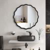 Solid Wood Wavy Mirror-Black Vanity Mirror Wall Decor 36" x 36" Modern Mirror Wall Decor for Bathroom, Bedroom, Living Room, Dining Room, Cloakroom