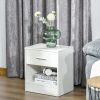 HOMCOM Modern Nightstand White Wood Grain Accent End Table with Drawer Storage Shelf for Living Room Bedroom