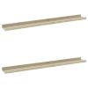 Wall Shelf Set of 2 White and Sonoma Oak MDF 31.5 x 3.5 x 1.2 in