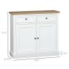 HOMCOM White Sideboard Buffet Cabinet with 2 Storage Drawers 2 Door Kitchen Cabinet for Living Room Entryway