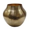 13.5x13.5x11.5" Aluminum Chisel Flower Vase, Gold