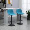 HOMCOM Adjustable Bar Stools, Swivel Bar Height Chairs Barstools Padded with Back for Kitchen, Counter & Home Bar, Set of 4, Blue