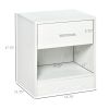 HOMCOM Modern Nightstand White Wood Grain Accent End Table with Drawer Storage Shelf for Living Room Bedroom