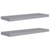 Wall Shelf Set of 2 Grey Honeycomb MDF, Metal 2 pieces, Medium