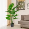2 Pieces 5 Feet Artificial Monstera Tree Set with Plastic Nursery Pot for Porch and Office