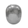 12.5x12.5x15" Aluminum Vase, Silver Streaks