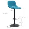 HOMCOM Adjustable Bar Stools, Swivel Bar Height Chairs Barstools Padded with Back for Kitchen, Counter & Home Bar, Set of 4, Blue