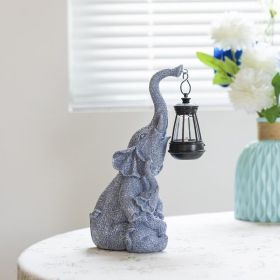 Elephant Solar Light, Solar Elephant Figurine Light, Front Porch Decor, Solar Elephant Statue, Indoor Outdoor Solar Light, Solar Powered Garden D (Option: Gray)