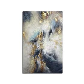 Handmade Top Selling Abstract Oil Painting Wall Art Modern Minimalist Blue Color Gold Foil Picture Canvas Home Decoration For Living Room No Fram (size: 100x150cm)