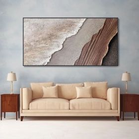 Earth Tone Waves Art 3D Minimalist Ocean Painting on Canvas Textured Wall Art Wabi-Sabi Wall Art Living Room Painting Fashion Room Decor (style: 01, size: 60x120cm)