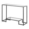 VEVOR 2-Tier Glass Console Table, Modern Rectangle Sofa Side Table with Tempered Glass Top and Iron Legs