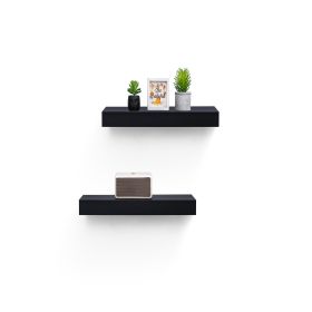 Floating Shelves 18.11" Wall Mounted Wood Shelves for Bathroom, Bedroom, Living Room, Kitchen (Main Material: MDF, Main Color: Black)