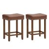 24 Inch Upholstered PU Leather Bar Stools Set of 2
