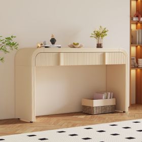 Unique Modern Rounded Silhouette and Smooth Surface Console Table with 2 Drawers for Living Room and Entryway (Material: MDF, Color: Apricot Cream)