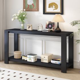 Distinctive Features of a Minimalist Console Table with Bottom Shelf and Four Legs, Suitable for Entryway, Hallway, Living Room, Foyer, Corridor (Material: MDF, Color: Black)