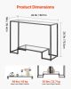 VEVOR 2-Tier Glass Console Table, Modern Rectangle Sofa Side Table with Tempered Glass Top and Iron Legs