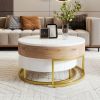 Modern Round Lift-top Nesting Coffee Tables with 2 Drawers