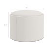 HOMCOM Round Storage Ottoman Coffee Table with Flip Top Tray, Linen Fabric Upholstered Footstool with Hidden Compartment