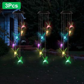 LED Solar Hummingbird Wind Chime For Spring Solar String Lights 6 LEDs Color-Changing IP65 Waterproof Decorative Lamp Lighting For Home Garden Fe (Option: 3Pc)