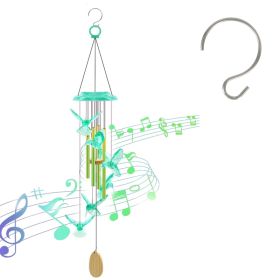 1Pc Solar Butterfly Wind Chime With Aluminum Tubes 7 Color Changing Wind Chime For Outside IP44 Waterproof Outdoor Garden Yard Decor (Option: Green Hummingbirds)